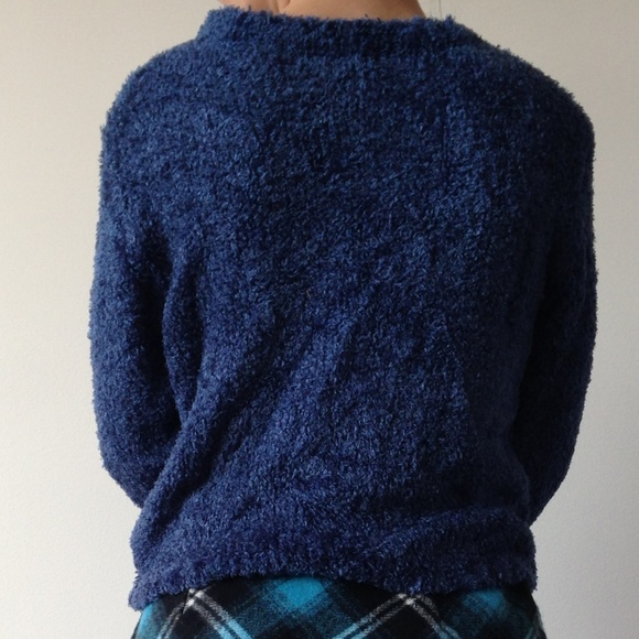 Lolypop - Soft & Fuzzy Dark Blue V-Neck Sweater - Picture 5 of 5